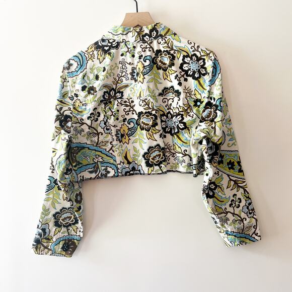90s Vintage Coldwater Creek Cropped Reworked Floral Button Down Jacket PL - Picture 2 of 4